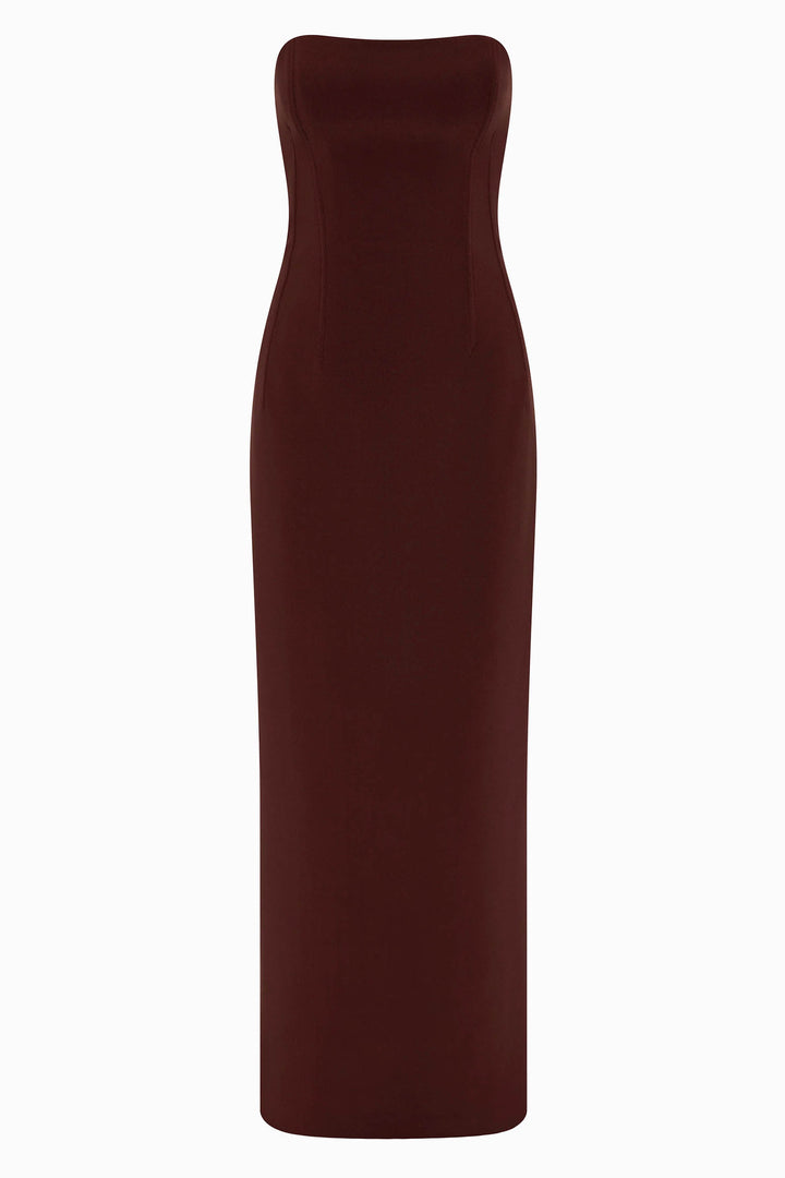 Romee Strapless Maxi Dress in Raisin