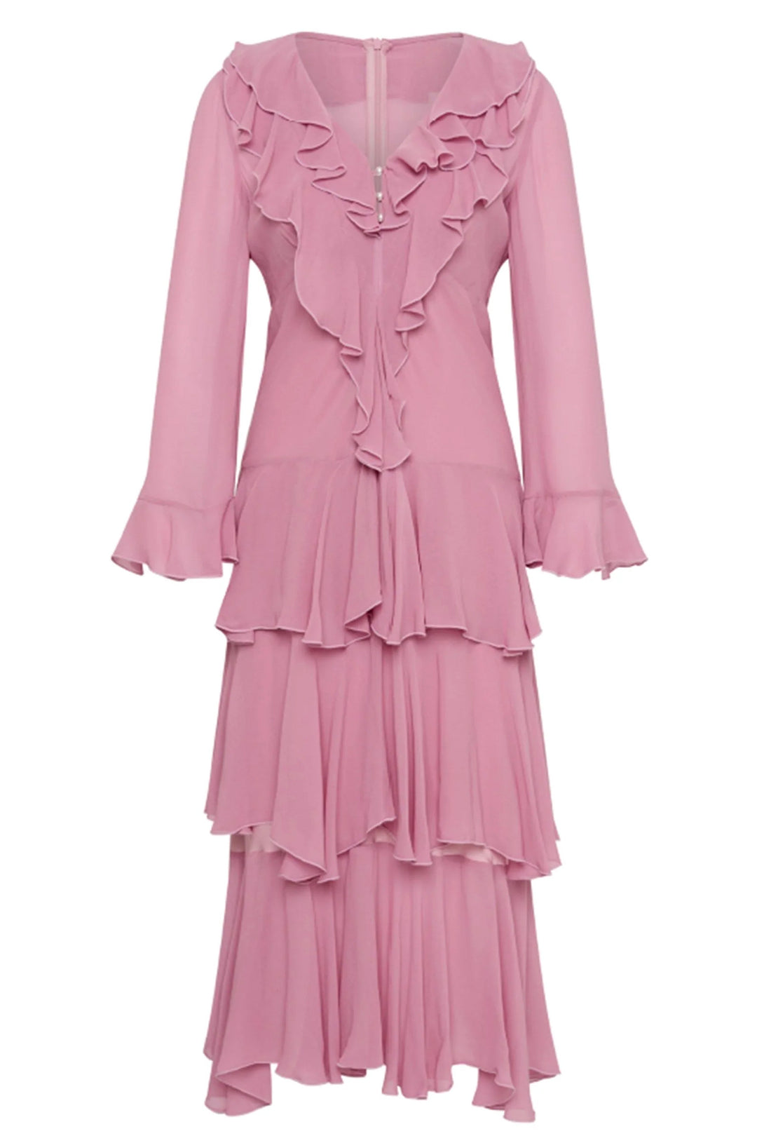 Rosa Tiered Midi Dress in Lilac Pink