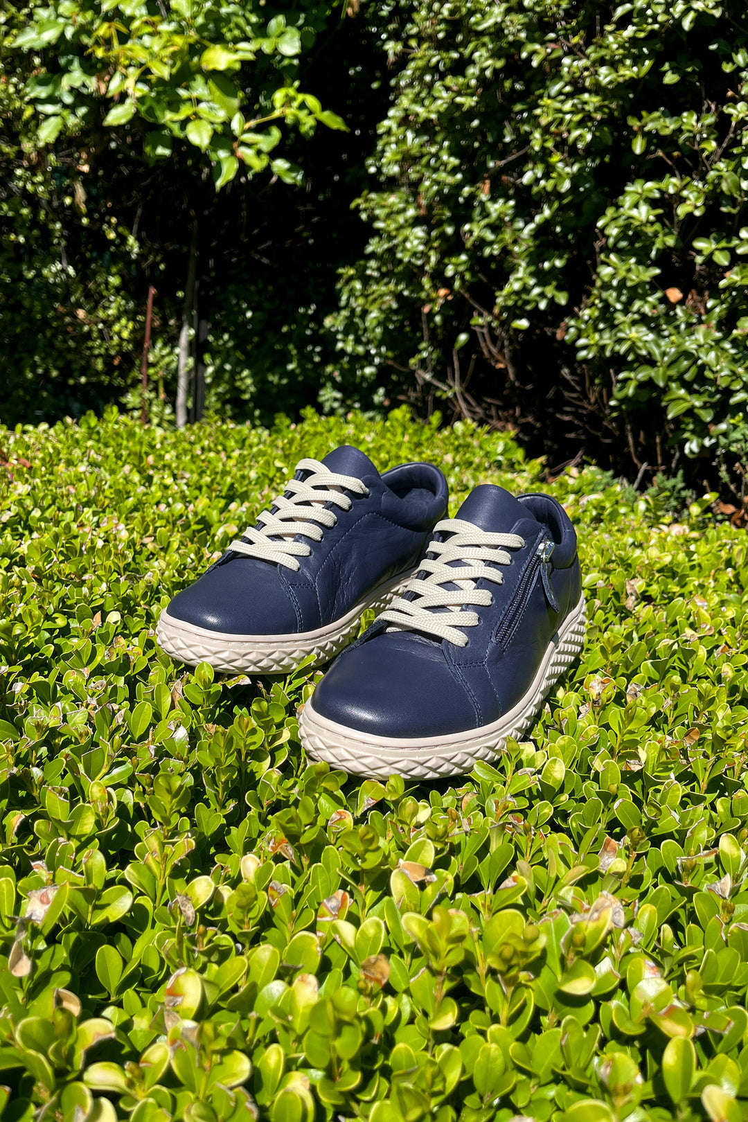 Rose Leather Sneaker in Navy
