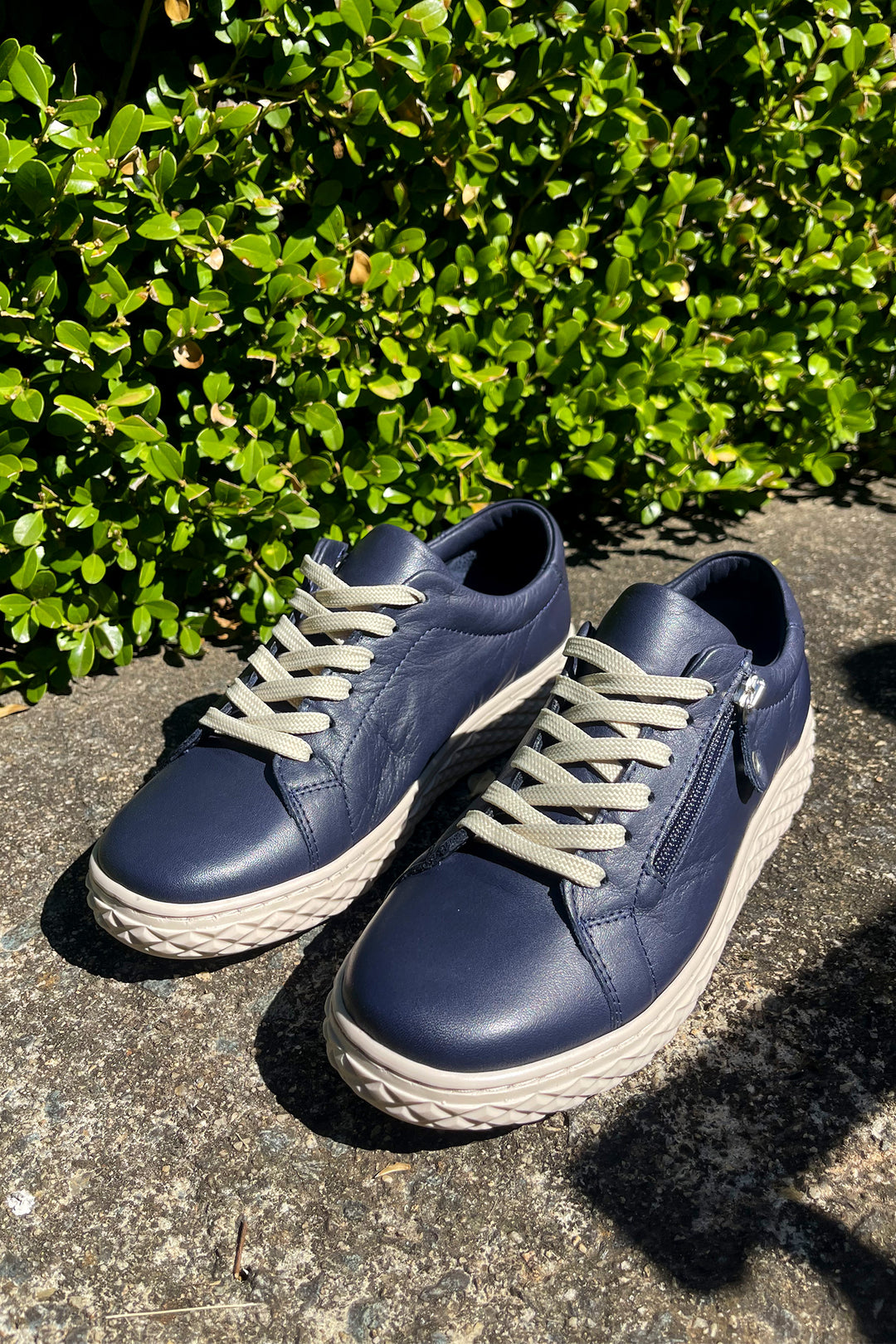 Rose Leather Sneaker in Navy