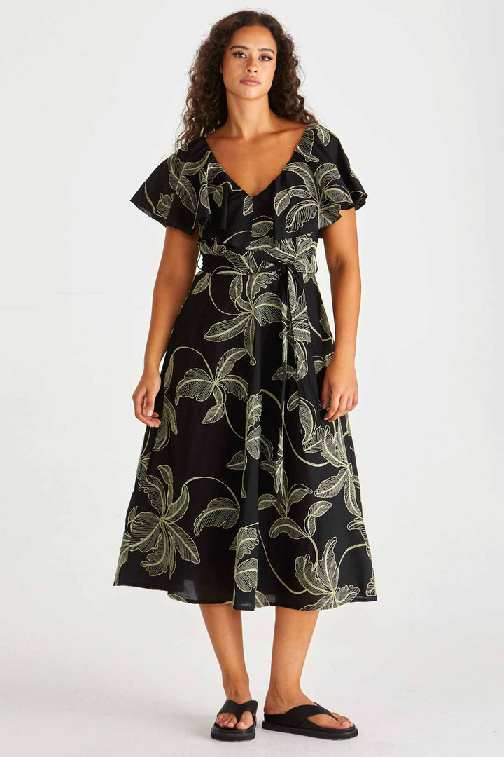 Rosita Ruffle Maxi Dress in Black