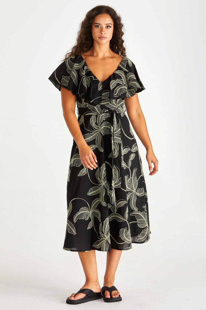 Rosita Ruffle Maxi Dress in Black