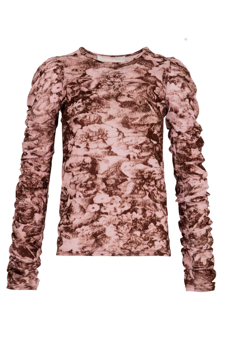 Ruche The Day Top in Pink Brown