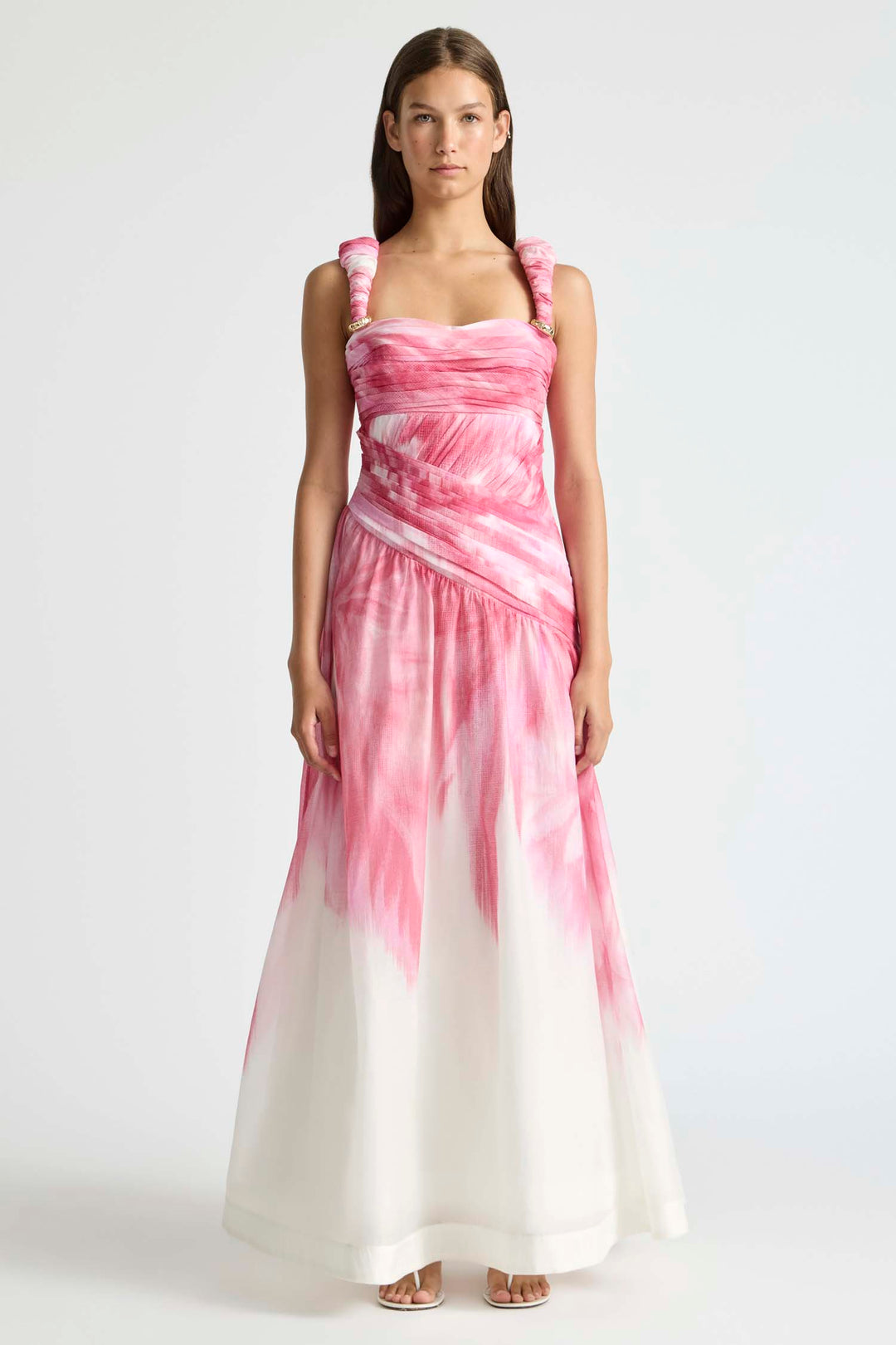 Ruched Strap Gown in Glasshouse