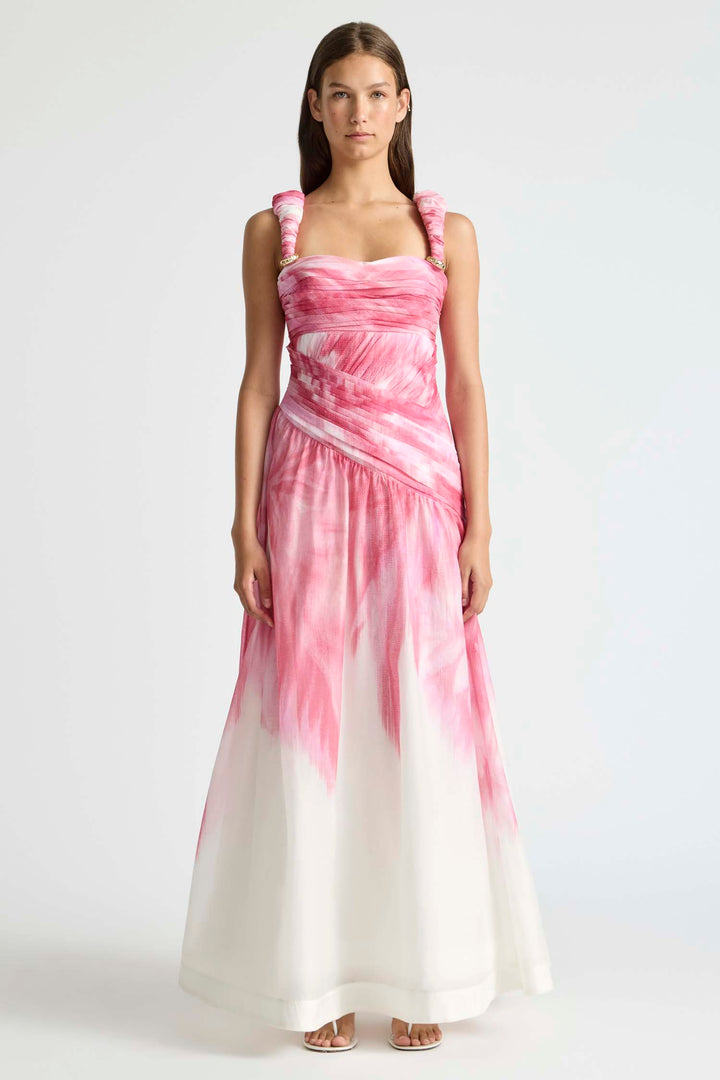 Ruched Strap Gown in Glasshouse