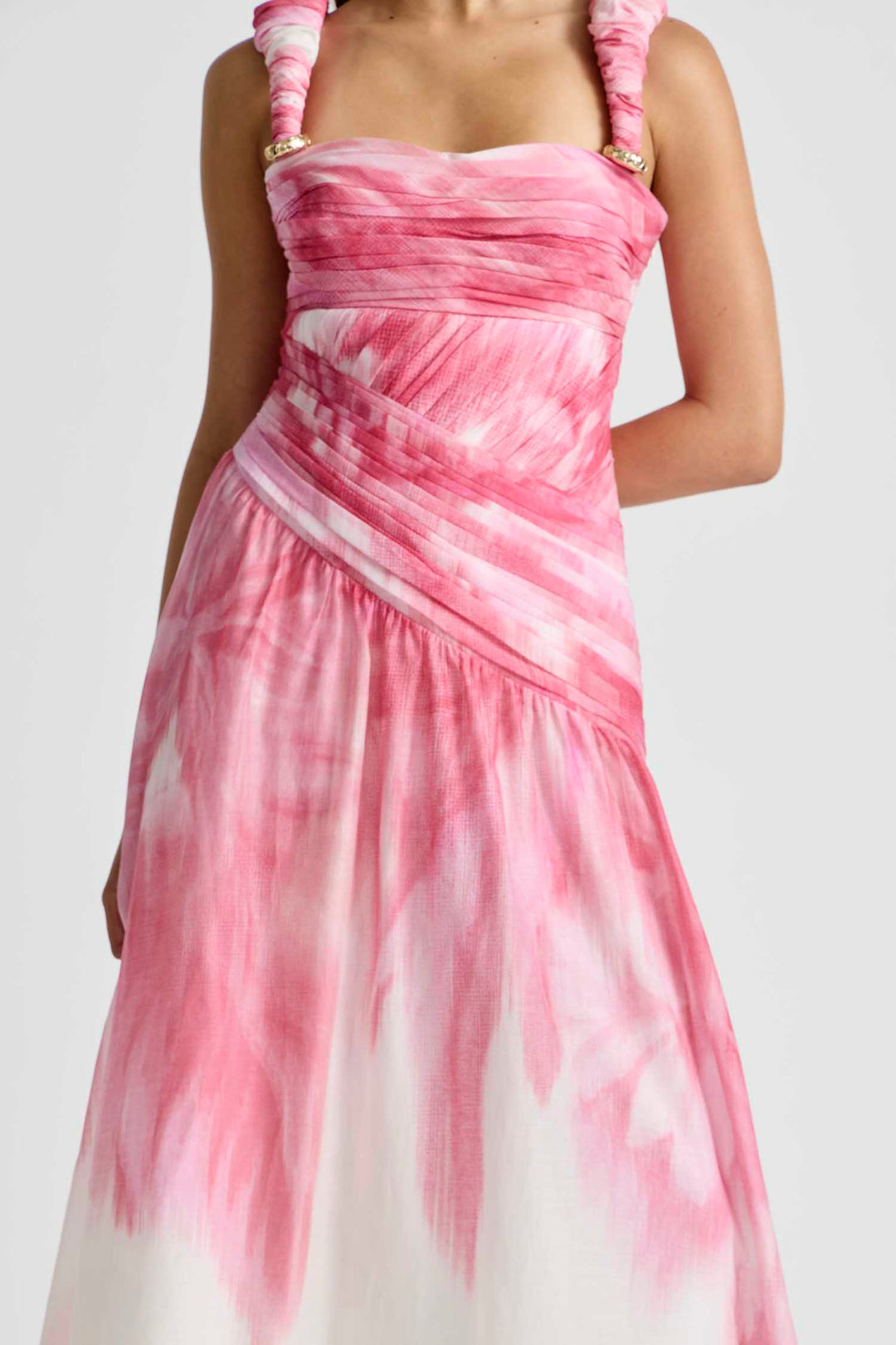 Ruched Strap Gown in Glasshouse