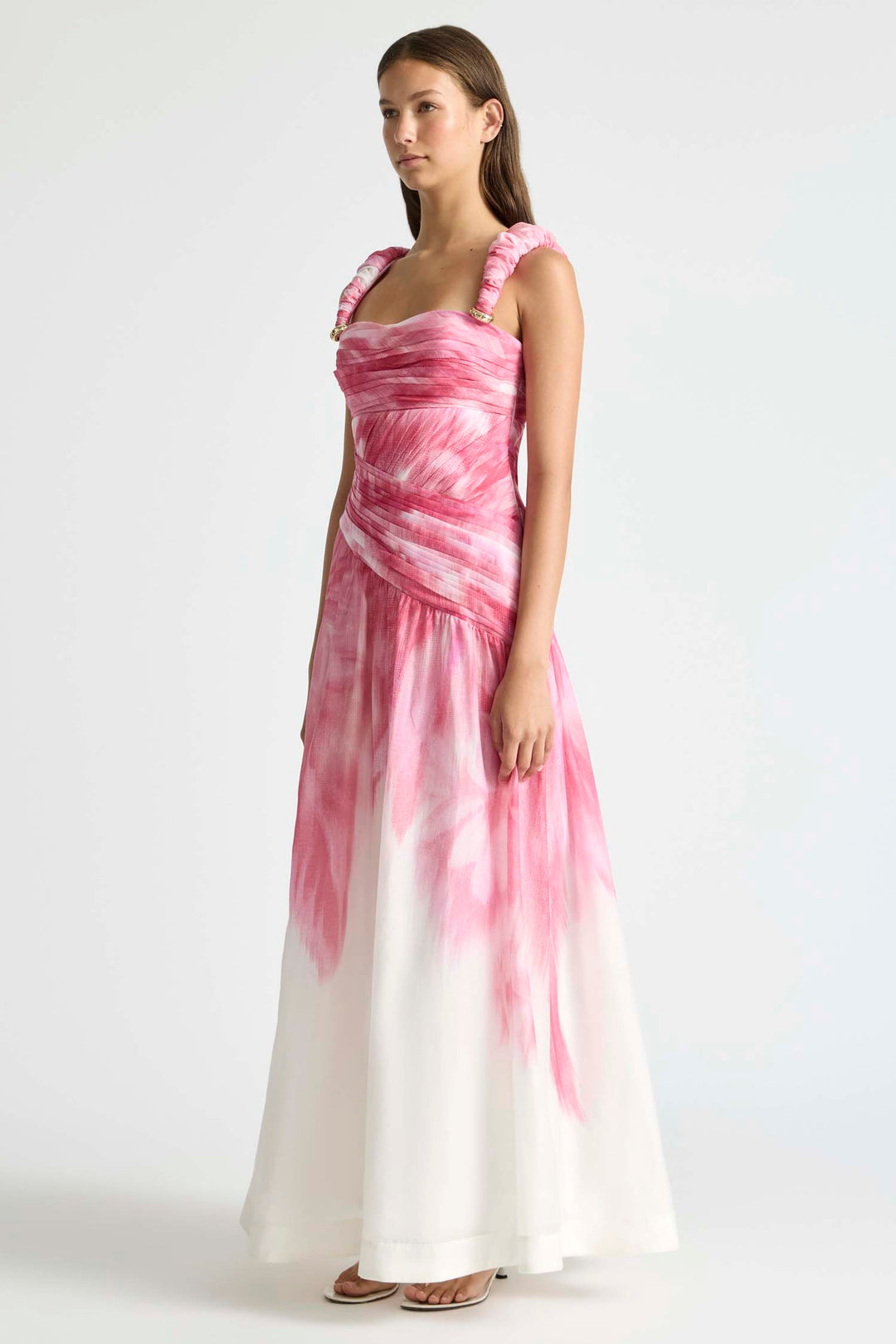 Ruched Strap Gown in Glasshouse
