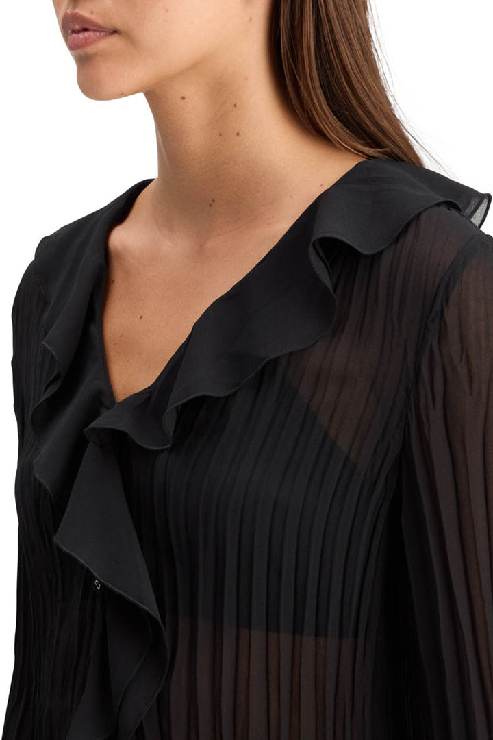Ruffled LS Top in Evening Black
