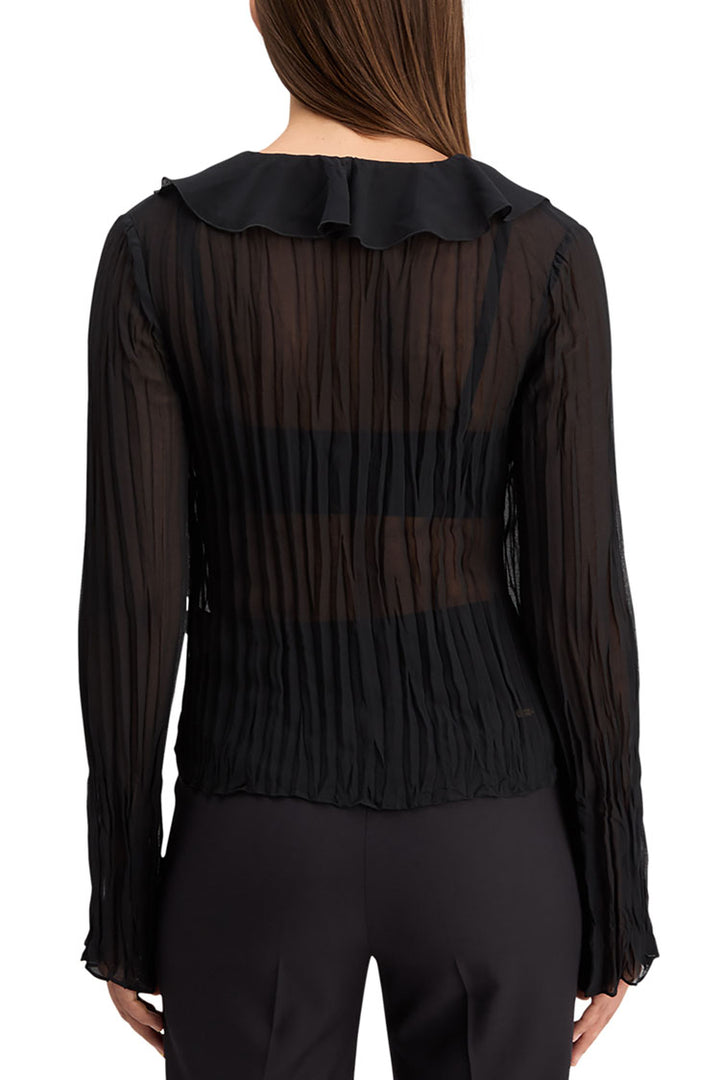 Ruffled LS Top in Evening Black