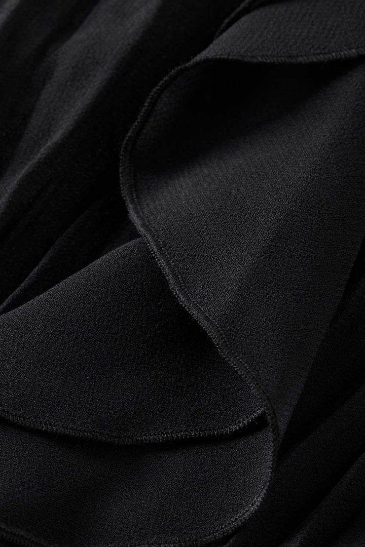 Ruffled LS Top in Evening Black