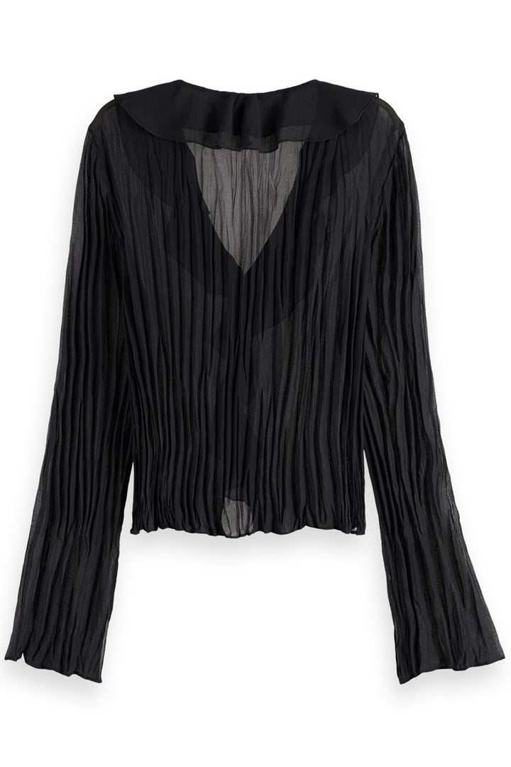 Ruffled LS Top in Evening Black