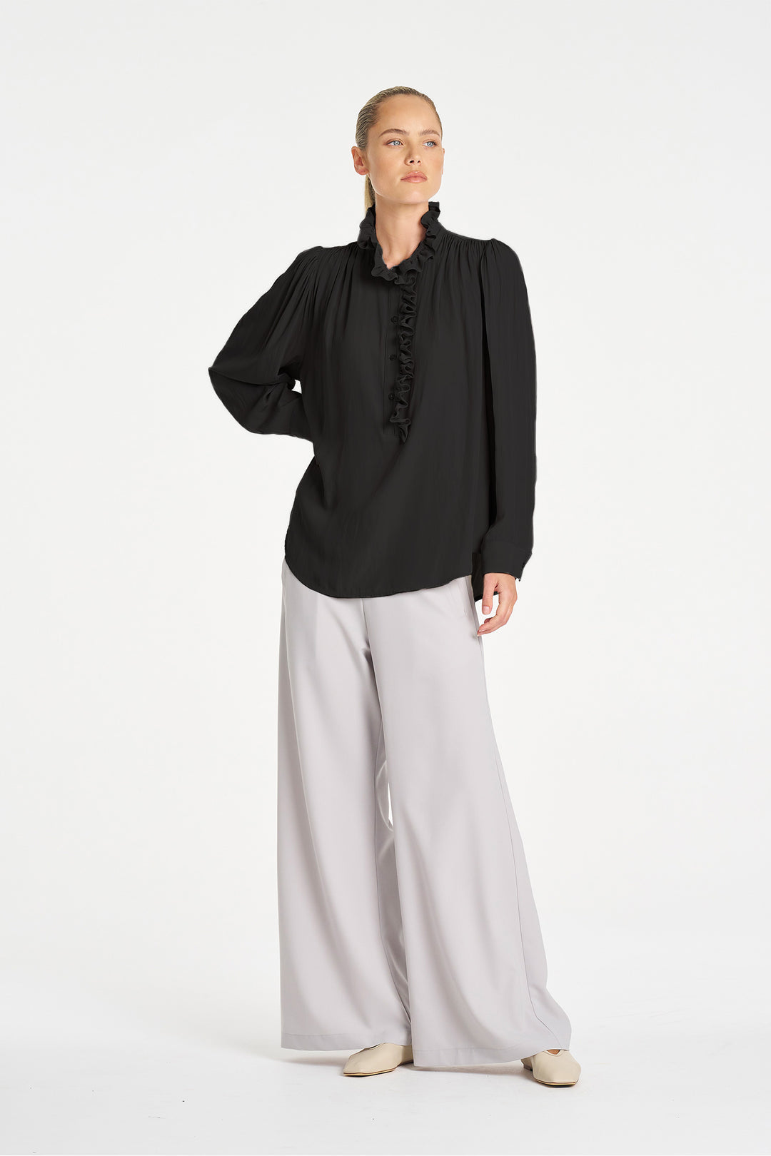 Rufflet Blouse in Black