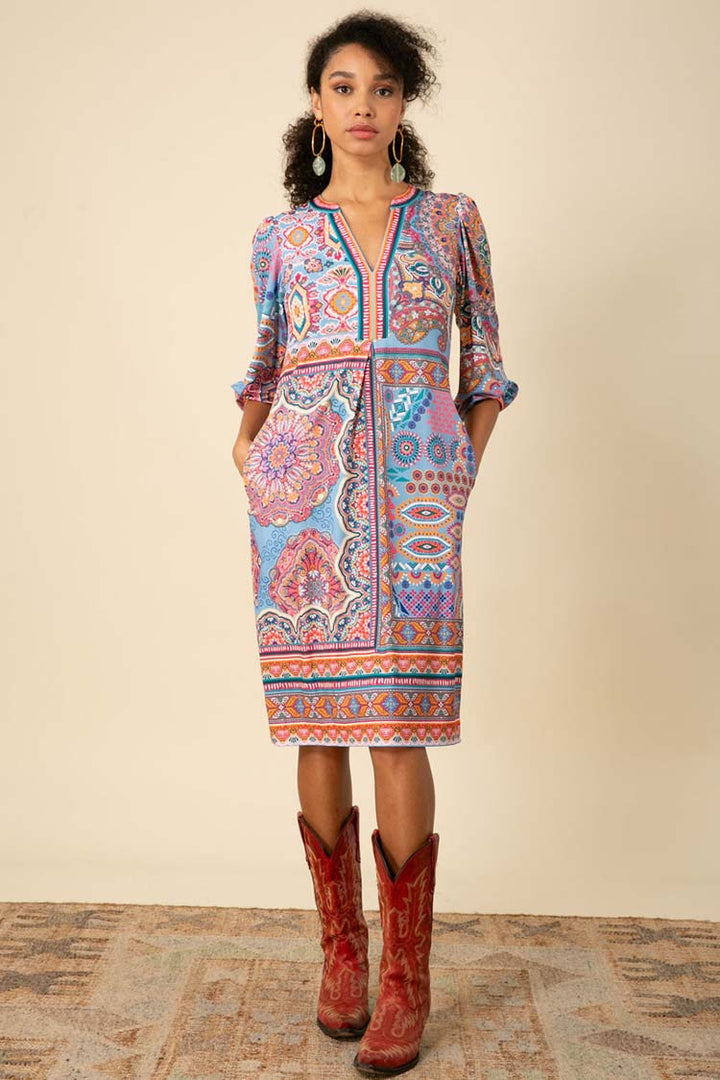 Rylie Jersey Midi Dress in Blue