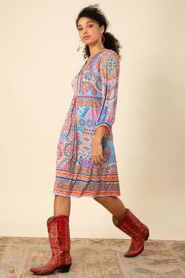 Rylie Jersey Midi Dress in Blue