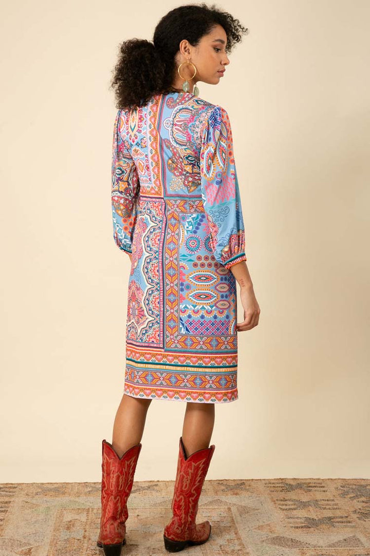 Rylie Jersey Midi Dress in Blue