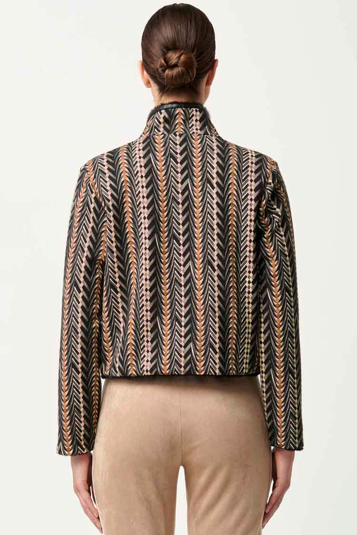 Rylie Reversible Ponte & Faux Fur Jacket in Black Bromegrass
