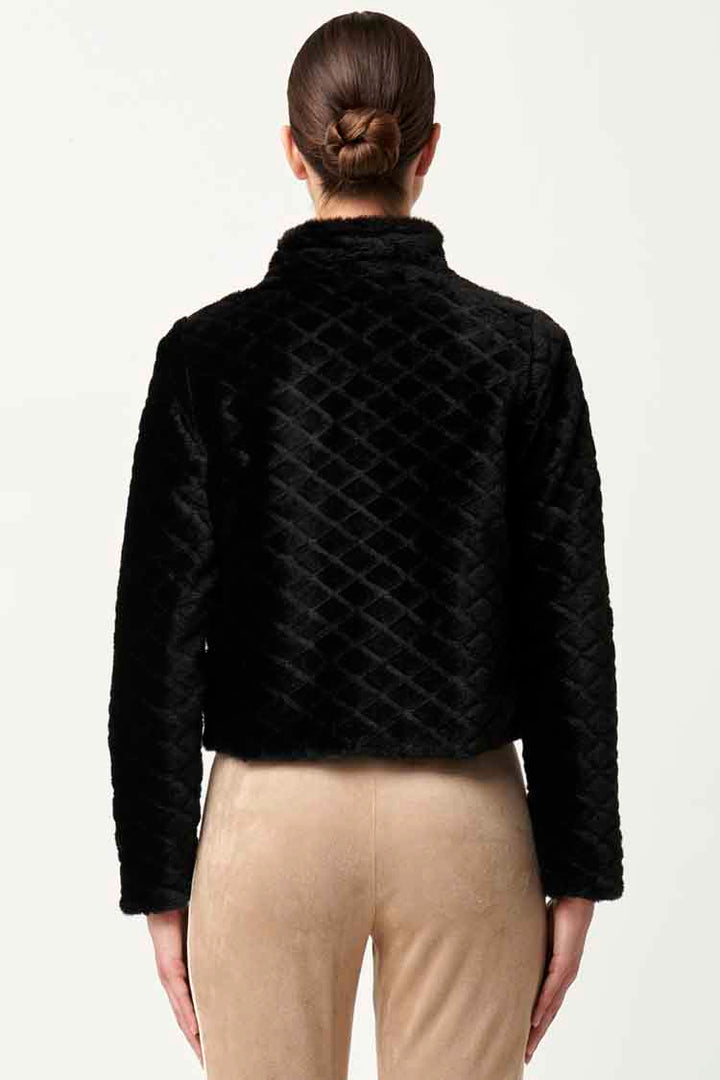 Rylie Reversible Ponte & Faux Fur Jacket in Black Bromegrass