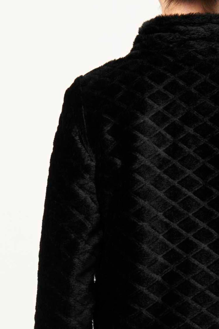 Rylie Reversible Ponte & Faux Fur Jacket in Black Bromegrass