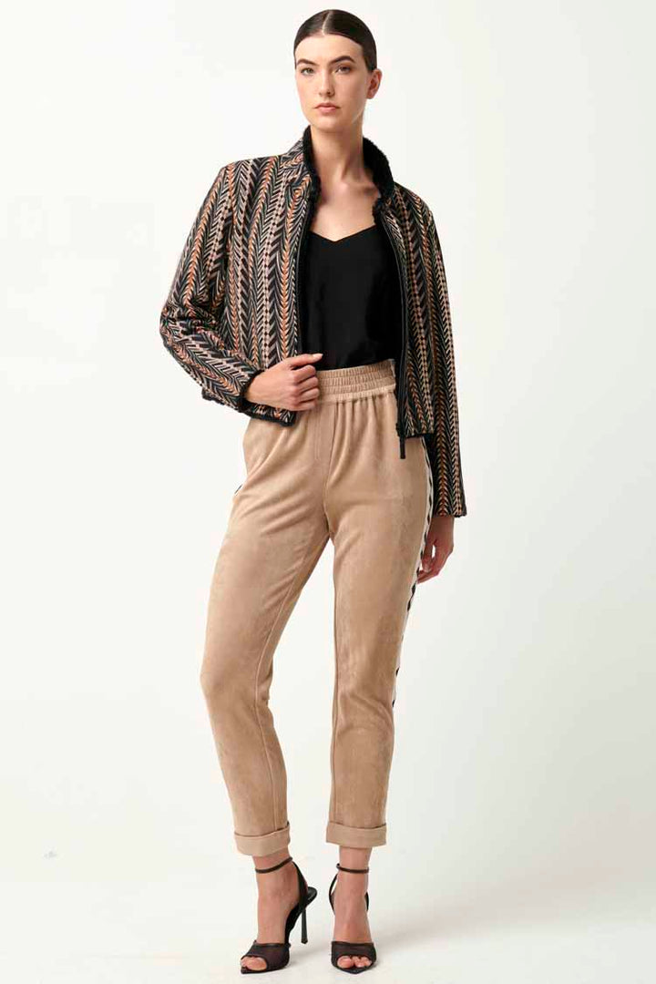 Rylie Reversible Ponte & Faux Fur Jacket in Black Bromegrass