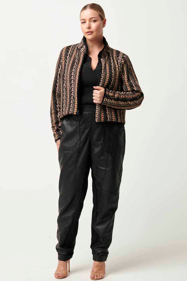 Rylie Reversible Ponte & Faux Fur Jacket in Black Bromegrass