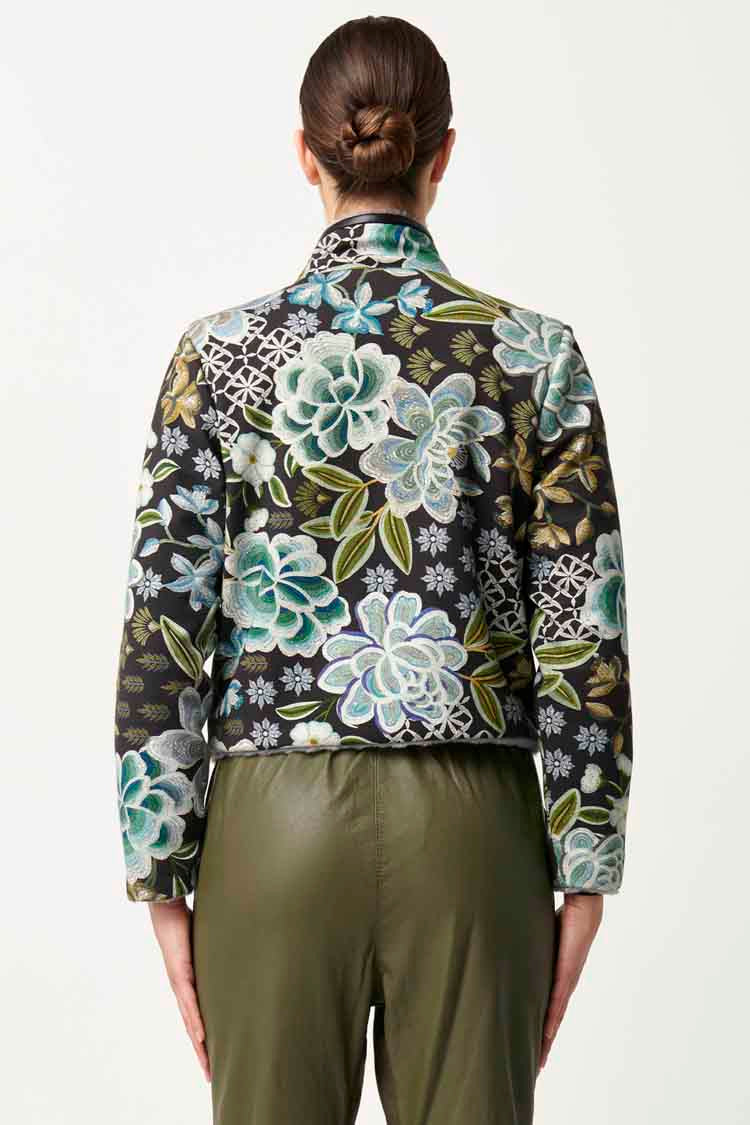 Rylie Reversible Ponte & Faux Fur Jacket in Dahlia Fields