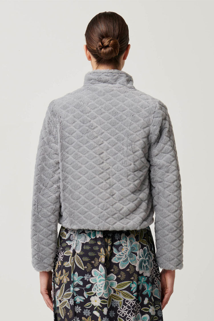 Rylie Reversible Ponte & Faux Fur Jacket in Dahlia Fields