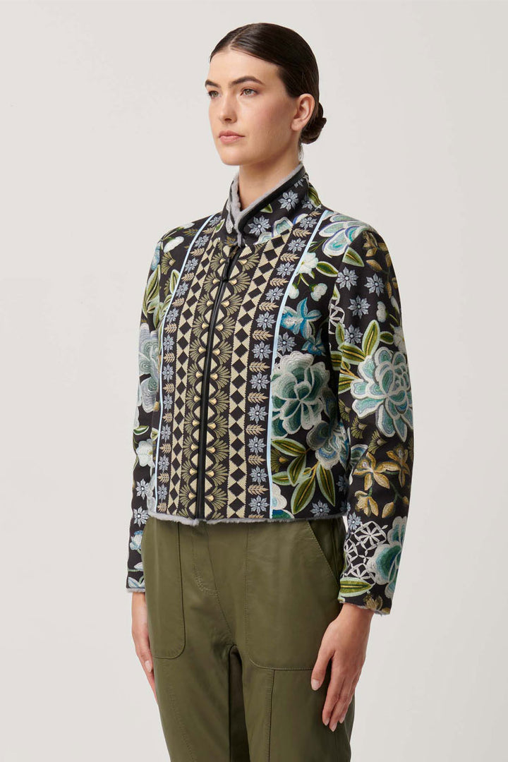 Rylie Reversible Ponte & Faux Fur Jacket in Dahlia Fields