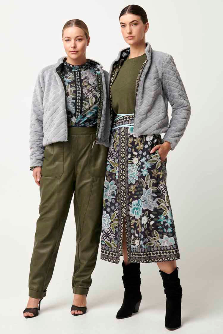 Rylie Reversible Ponte & Faux Fur Jacket in Dahlia Fields