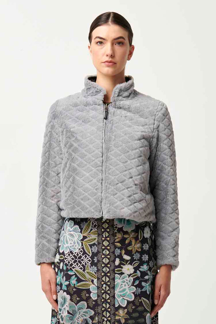 Rylie Reversible Ponte & Faux Fur Jacket in Dahlia Fields