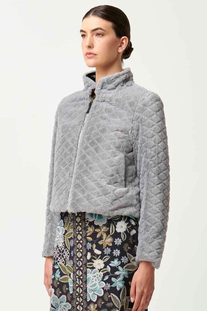 Rylie Reversible Ponte & Faux Fur Jacket in Dahlia Fields