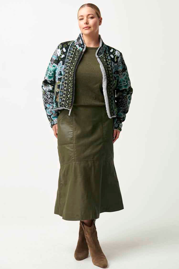 Rylie Reversible Ponte & Faux Fur Jacket in Dahlia Fields