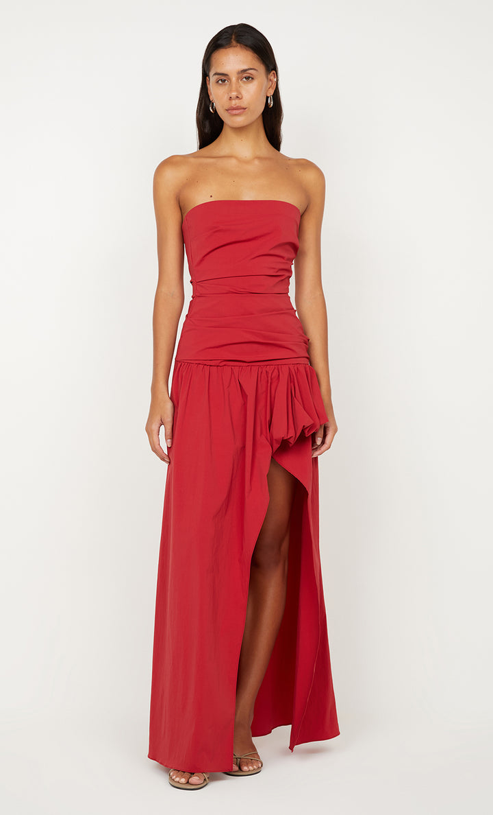 Dante Strapless Maxi Dress in Cherry