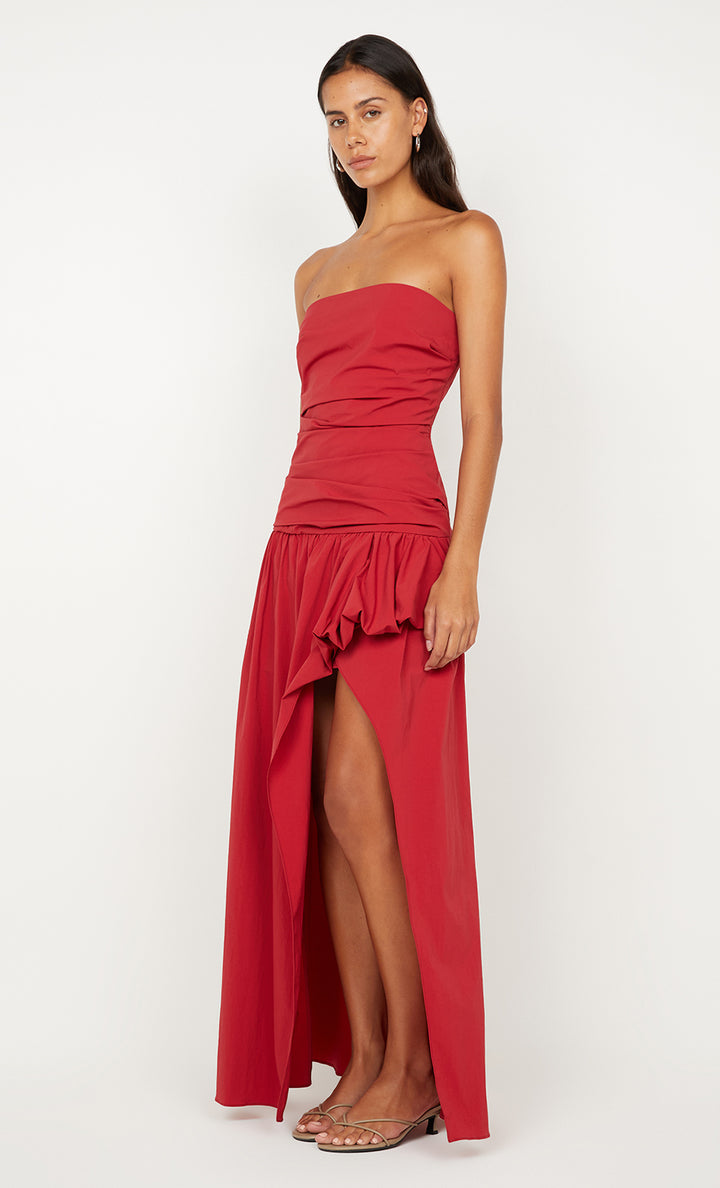 Dante Strapless Maxi Dress in Cherry