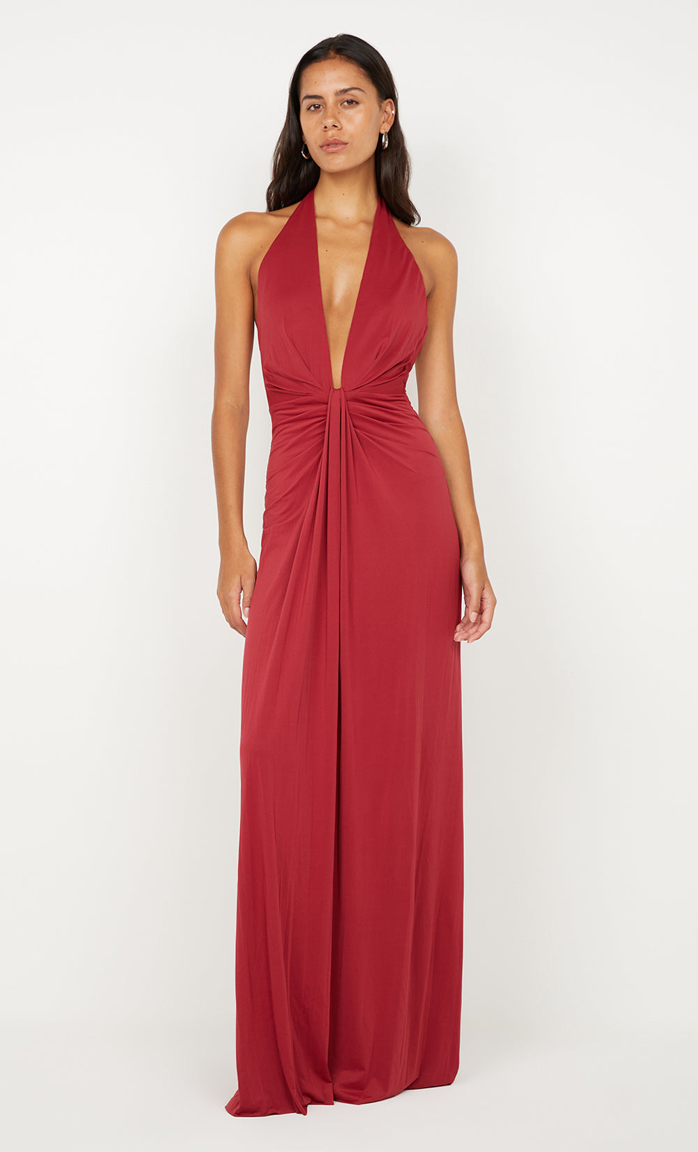 Susie Plunge Maxi Dress in Cherry
