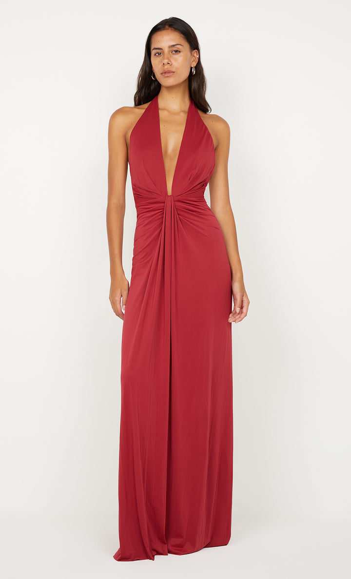 Susie Plunge Maxi Dress in Cherry