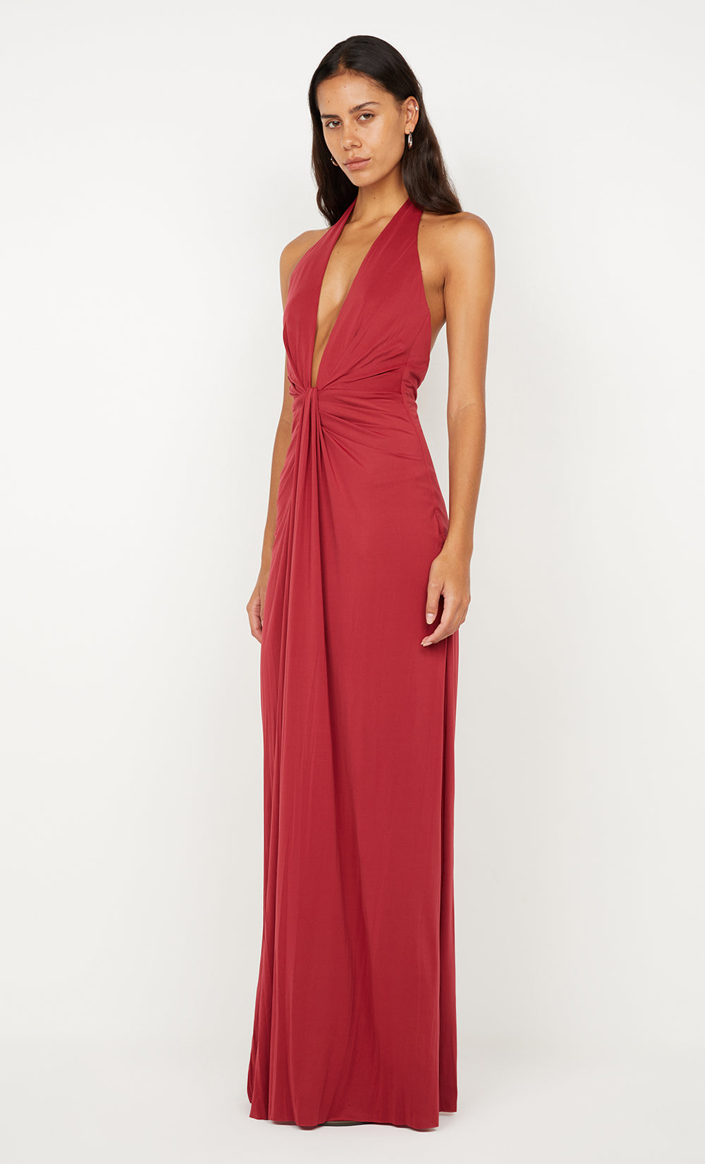 Susie Plunge Maxi Dress in Cherry