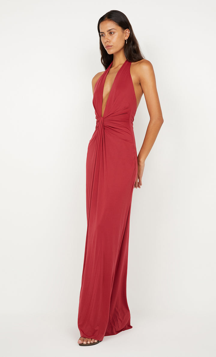 Susie Plunge Maxi Dress in Cherry