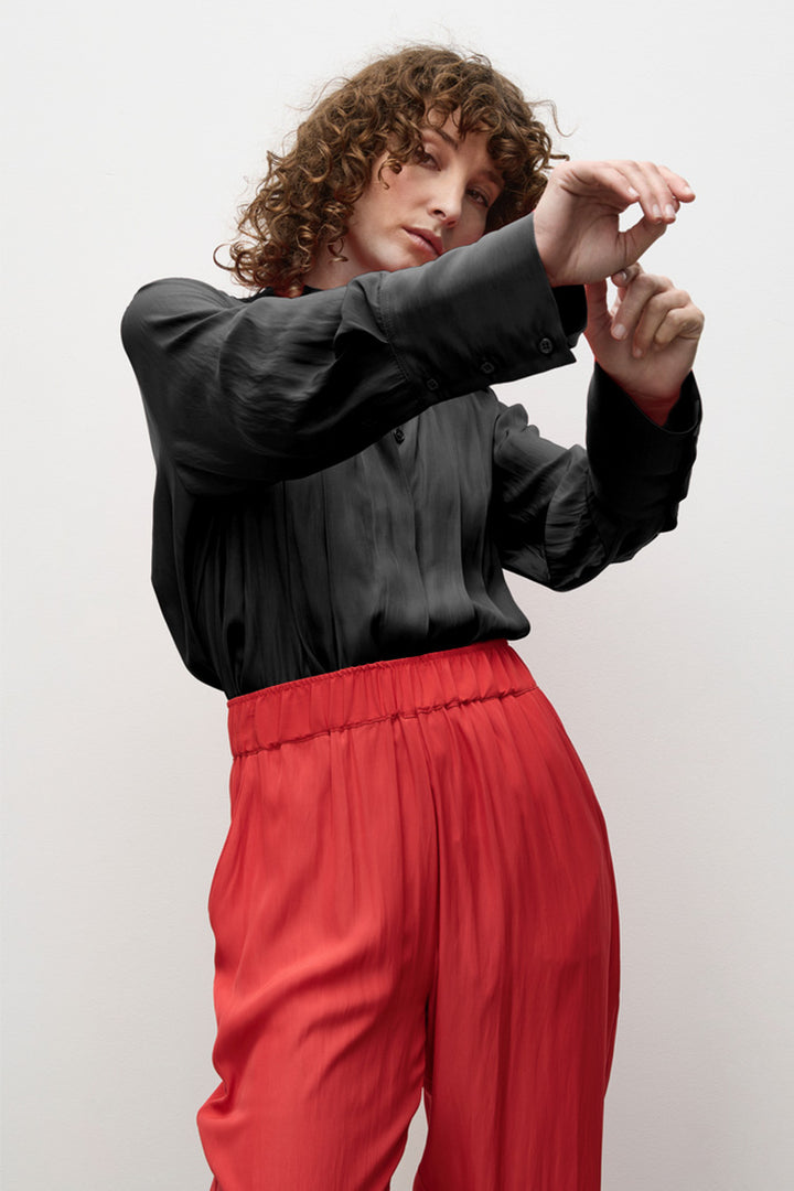 Smooth Pleat Blouse in Black