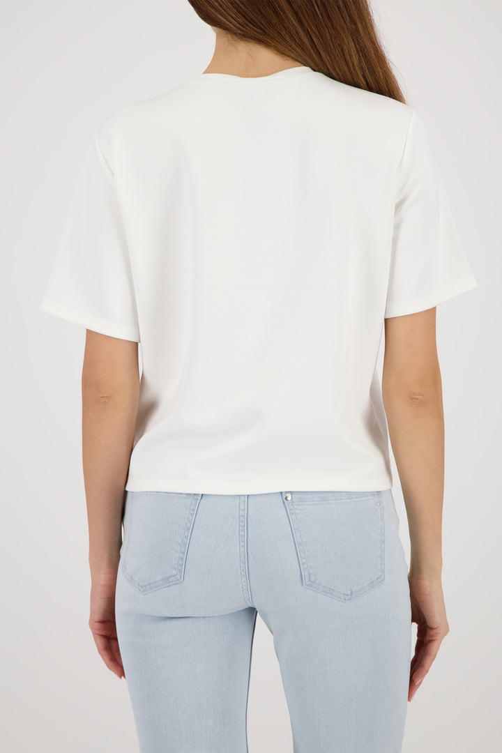 SS Tee w Sequin Detail in Off White