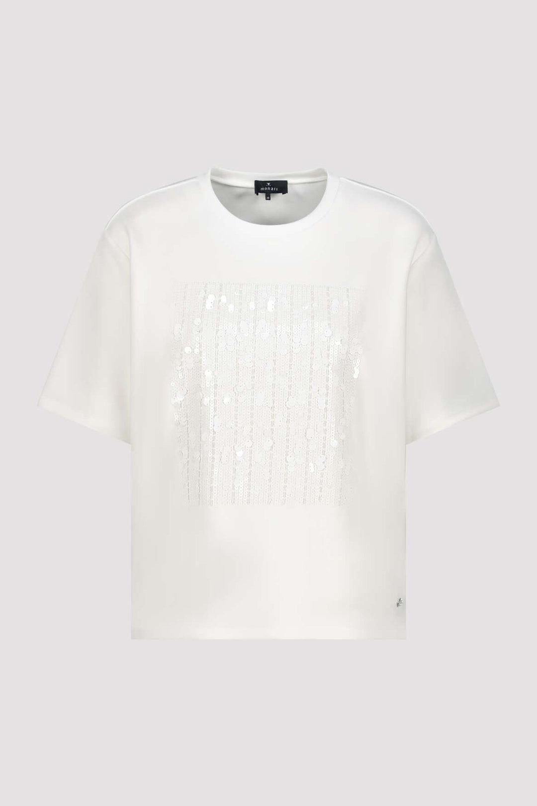 SS Tee w Sequin Detail in Off White
