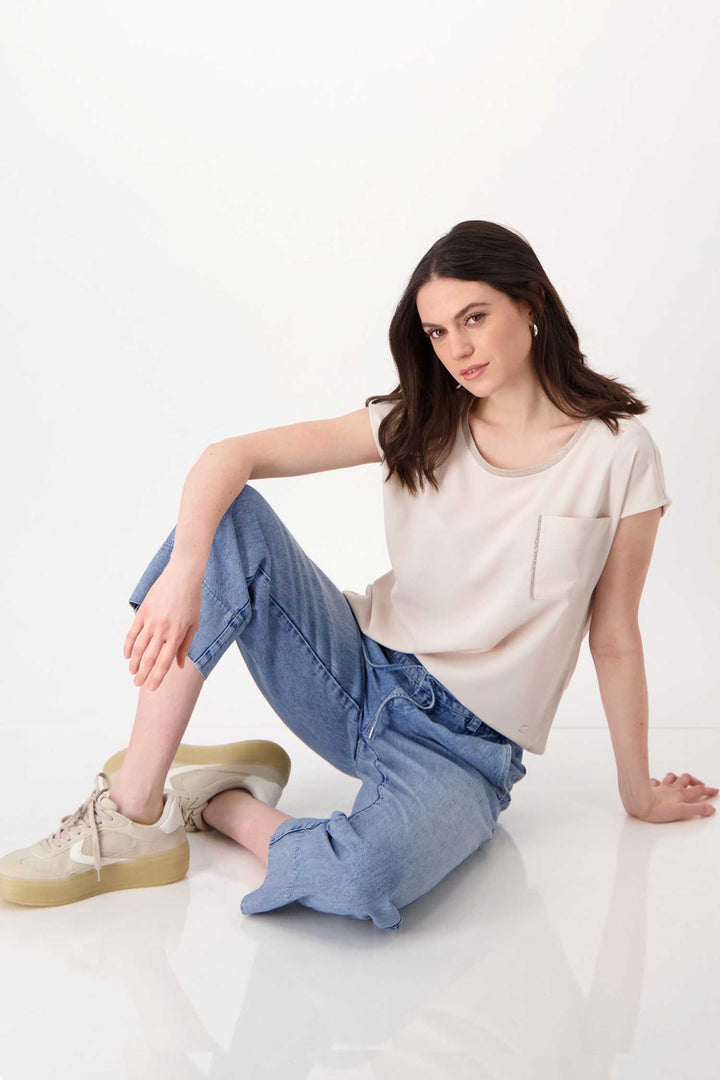 SS Blouse Shirt w Pocket in Sand
