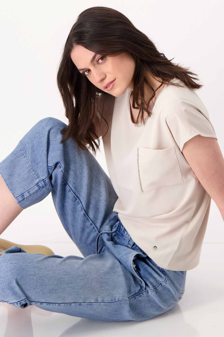 SS Blouse Shirt w Pocket in Sand