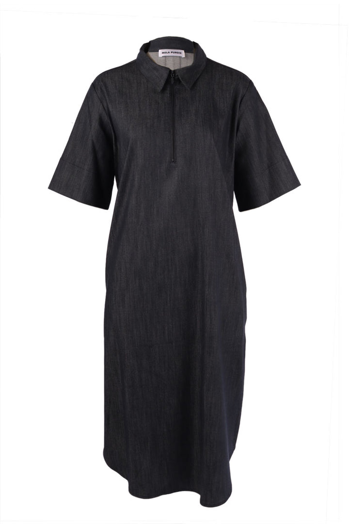 SS Zip Front Dress in Deep Indigo