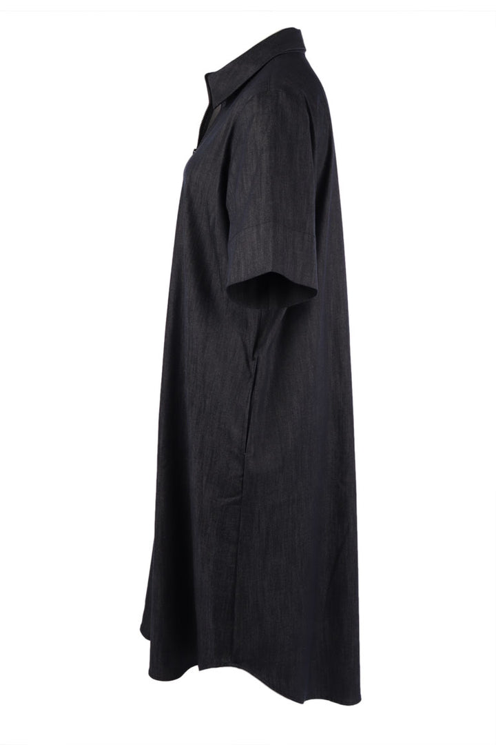 SS Zip Front Dress in Deep Indigo