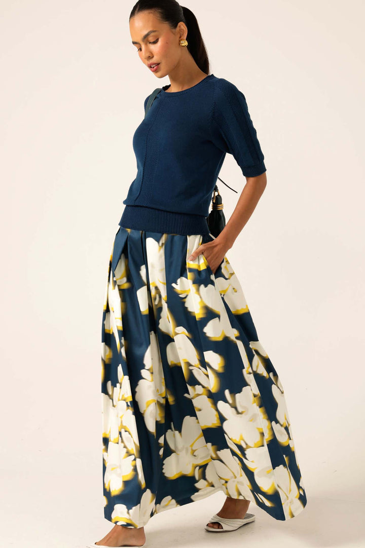 SS Raglan Knit Top in Steele Blue