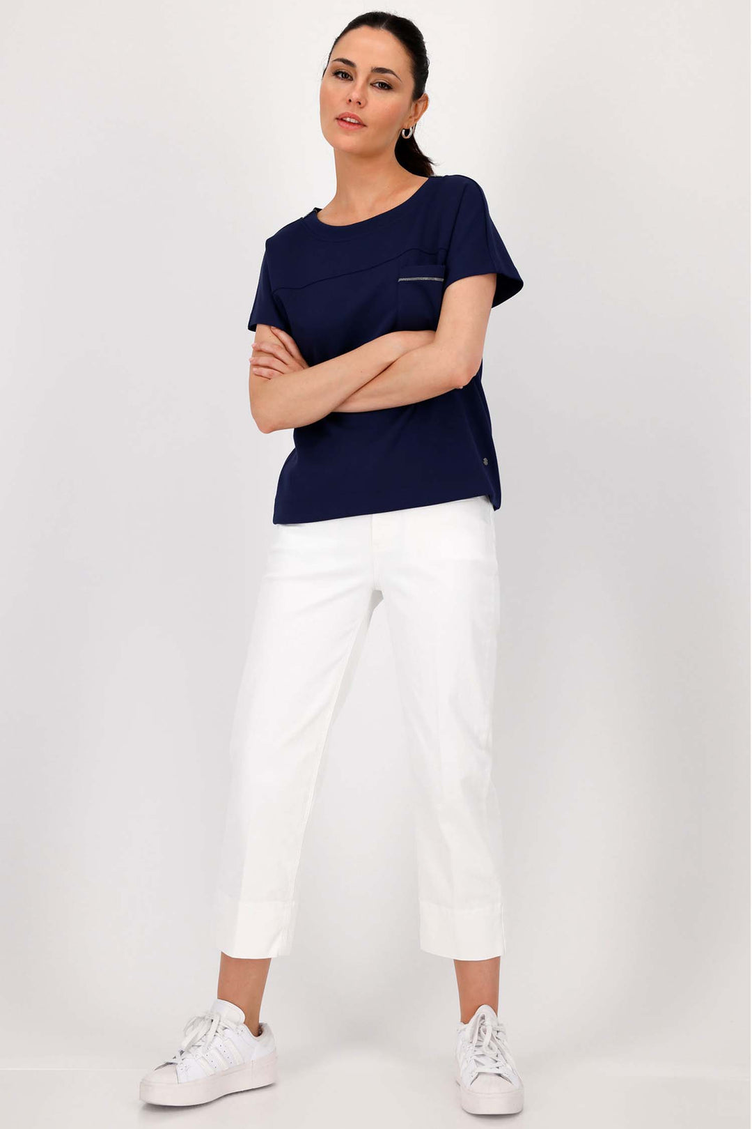 SS Sweatshirt w Pocket in Navy