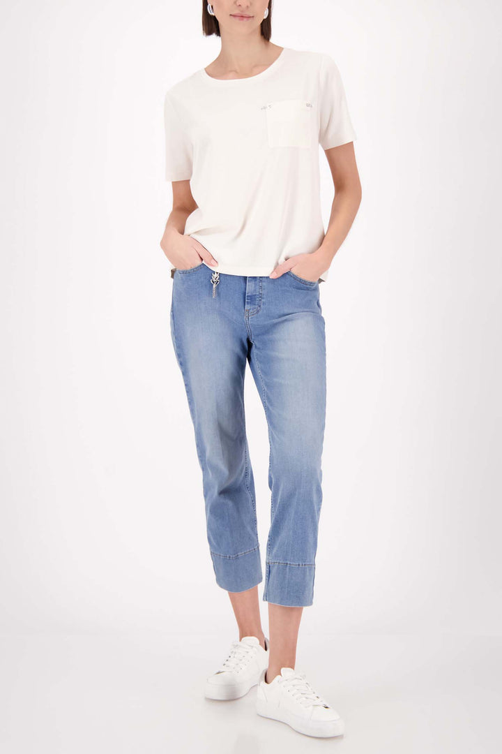 SS Tee w Pocket Jewel Detail in Beige