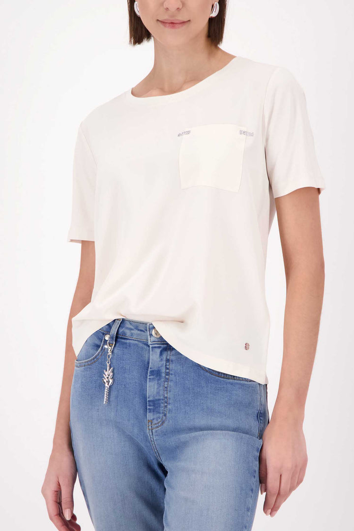 SS Tee w Pocket Jewel Detail in Beige
