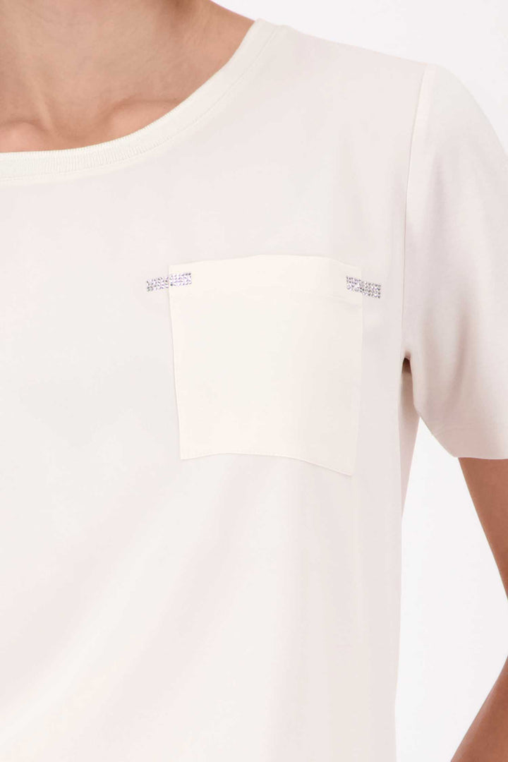 SS Tee w Pocket Jewel Detail in Beige
