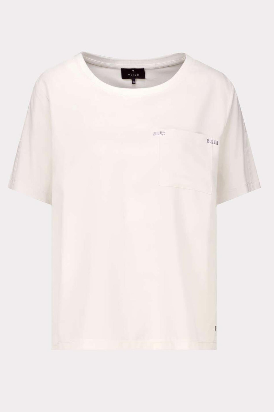 SS Tee w Pocket Jewel Detail in Beige
